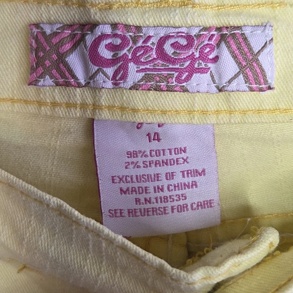 Y2K Gege Pastel Butter Yellow Colored Denim Jean Bermuda Shorts Girls Size 14